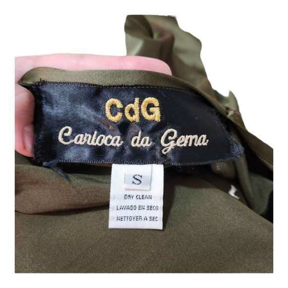 Y2k Brazilian designer braided halter neck midi dress olive green size small - Picture 4 of 6